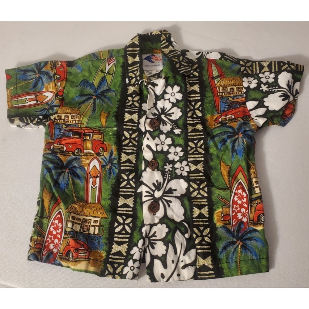 Nui Nalu Hawaiian Shirt Size 6 Months Aloha Car Print‎ Button Up Infant Baby